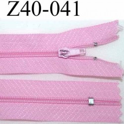 fermeture zip à glissière longueur 40 cm couleur rose non séparable largeur 2.5 cm zip glissière nylon largeur du zip 4 mm