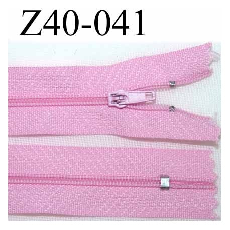 fermeture zip à glissière longueur 40 cm couleur rose non séparable largeur 2.5 cm zip glissière nylon largeur du zip 4 mm