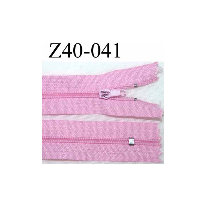 fermeture zip à glissière longueur 40 cm couleur rose non séparable largeur 2.5 cm zip glissière nylon largeur du zip 4 mm