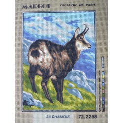 canevas 30x40 marque MARGOT CREATION DE PARIS thème le chamois dimension 30 centimètres par 40 centimètres 100 % coton