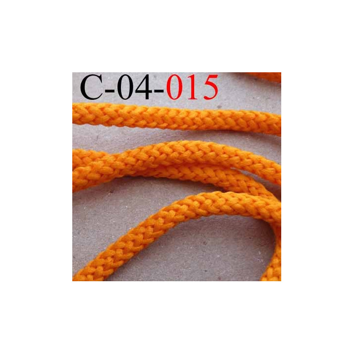 cordon en synthétique très doux couleur orange lumineux diamètre 4 mm prix au mètre