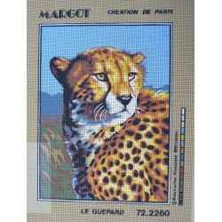 canevas 30x40 marque MARGOT CREATION DE PARIS thème le guépard dimension 30 centimètres par 40 centimètres 100 % coton