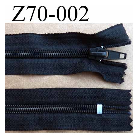 fermeture zip à glissière longueur 70 cm couleur noir non séparable zip nylon largeur 3,2 cm largeur de la glissière 6 mm