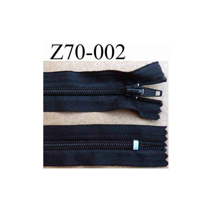 fermeture zip à glissière longueur 70 cm couleur noir non séparable zip nylon largeur 3,2 cm largeur de la glissière 6 mm