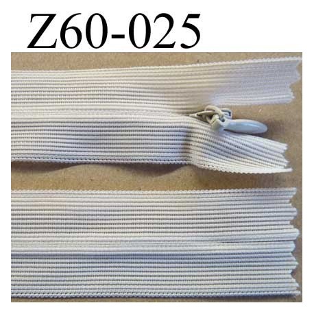 fermeture zip invisible longueur 60 cm couleur crème non séparable largeur 2.5 cm glissière nylon largeur 4 mm