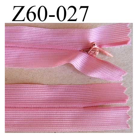 fermeture zip invisible longueur 60 cm couleur rose non séparable largeur 2.5 cm glissière nylon largeur 4 mm