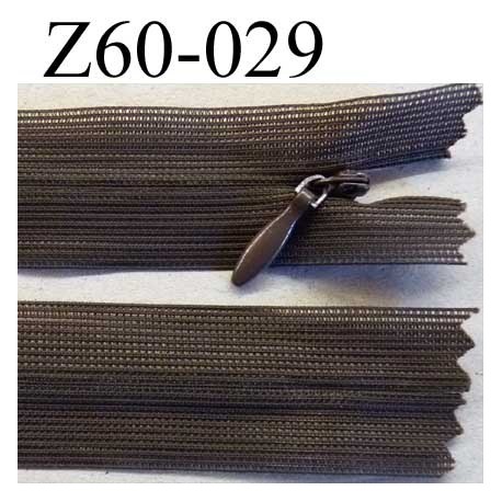 fermeture zip invisible longueur 60 cm couleur marron non séparable largeur 2.4 cm glissière nylon largeur 4 mm