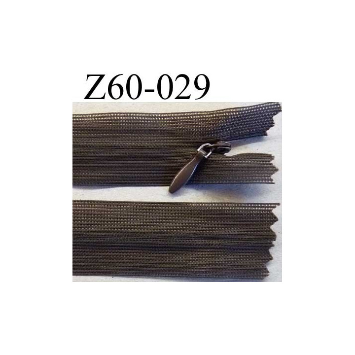 fermeture zip invisible longueur 60 cm couleur marron non séparable largeur 2.4 cm glissière nylon largeur 4 mm