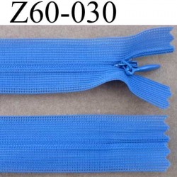 fermeture zip invisible longueur 60 cm couleur bleu non séparable largeur 2.4 cm glissière nylon largeur 4 mm