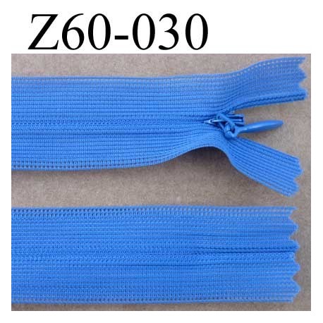 fermeture zip invisible longueur 60 cm couleur bleu non séparable largeur 2.4 cm glissière nylon largeur 4 mm