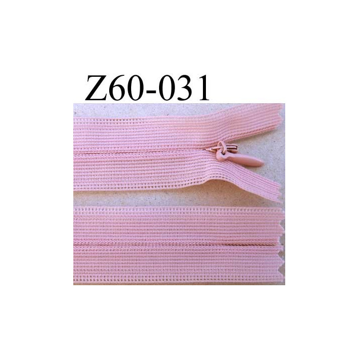 fermeture zip invisible longueur 60 cm couleur vieux rose non séparable largeur 2.5 cm glissière nylon largeur 4 mm