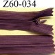 fermeture zip invisible longueur 60 cm couleur prune violet non séparable largeur 2.5 cm glissière nylon largeur 4 mm