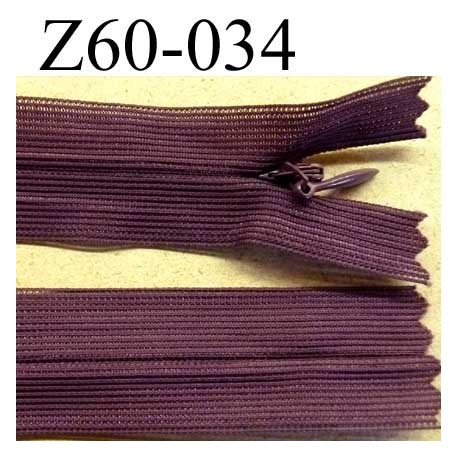 fermeture zip invisible longueur 60 cm couleur prune violet non séparable largeur 2.5 cm glissière nylon largeur 4 mm