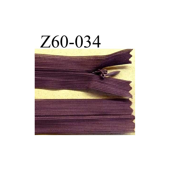 fermeture zip invisible longueur 60 cm couleur prune violet non séparable largeur 2.5 cm glissière nylon largeur 4 mm
