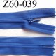 fermeture zip invisible longueur 60 cm couleur bleu lumieux non séparable largeur 2.5 cm glissière nylon largeur 4 mm