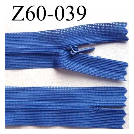 fermeture zip invisible longueur 60 cm couleur bleu lumieux non séparable largeur 2.5 cm glissière nylon largeur 4 mm