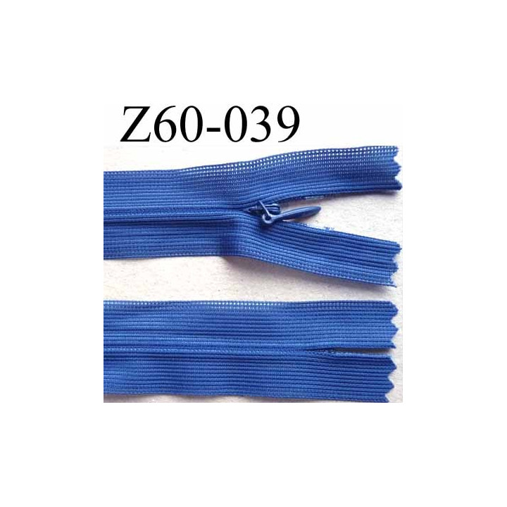 fermeture zip invisible longueur 60 cm couleur bleu lumieux non séparable largeur 2.5 cm glissière nylon largeur 4 mm