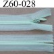 fermeture zip invisible longueur 60 cm couleur vert clair non séparable largeur 2.3 cm glissière nylon largeur 4 mm