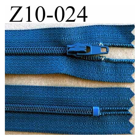 fermeture zip à glissière YKK longueur 10 cm couleur bleu non séparable largeur 2.5 cm glissière nylon largeur du zip 4 mm