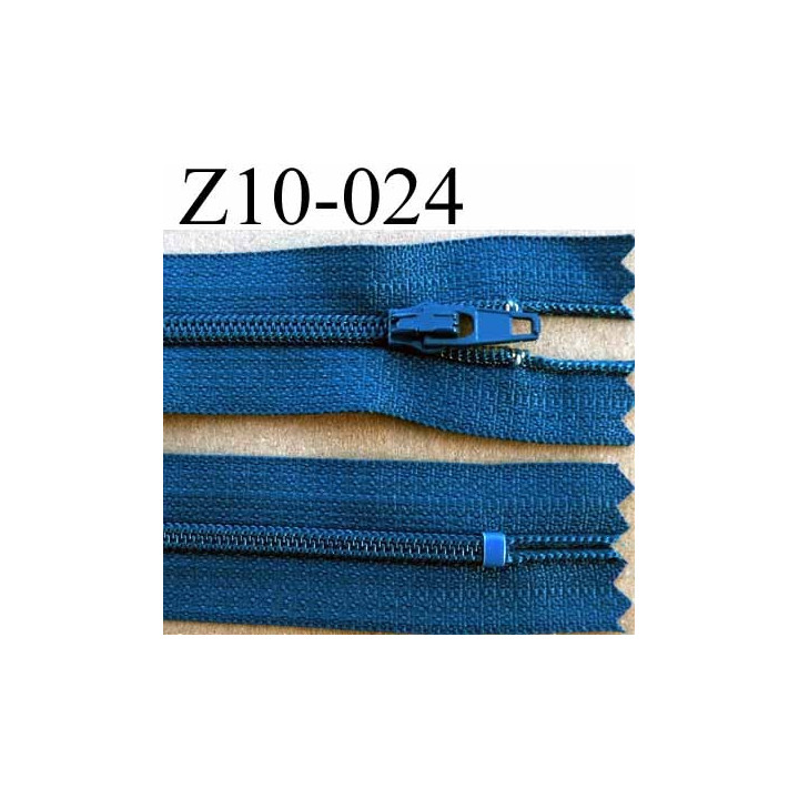 fermeture zip à glissière YKK longueur 10 cm couleur bleu non séparable largeur 2.5 cm glissière nylon largeur du zip 4 mm