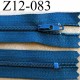 fermeture zip à glissière YKK longueur 12 cm couleur bleu non séparable largeur 2.5 cm glissière nylon largeur du zip 4 mm