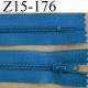 fermeture zip à glissière longueur 15 cm couleur bleu non séparable zip nylon largeur 2.5 cm largeur du zip 4 mm