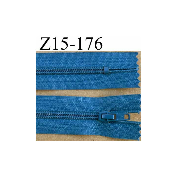 fermeture zip à glissière longueur 15 cm couleur bleu non séparable zip nylon largeur 2.5 cm largeur du zip 4 mm