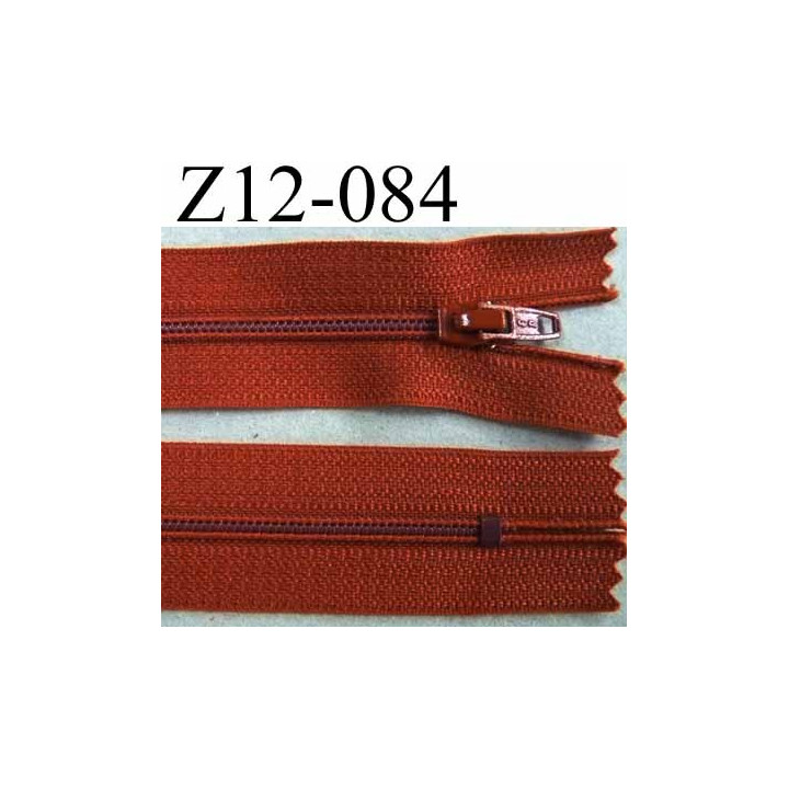 fermeture zip à glissière longueur 12 cm couleur rouille non séparable zip nylon largeur 2.5 cm largeur du zip 4 mm