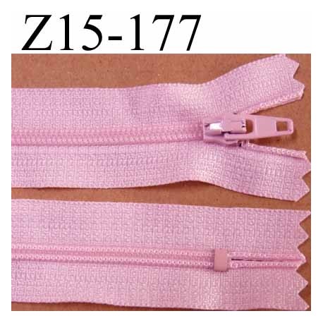 fermeture zip de marque à glissière longueur 15 cm couleur rose non séparable largeur 2.5 cm glissière nylon largeur du zip 4 mm