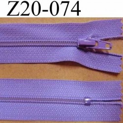 fermeture zip longueur 20 cm couleur parme lilas violine non séparable zip nylon largeur 2.5 cm largeur de la glissière 4 mm