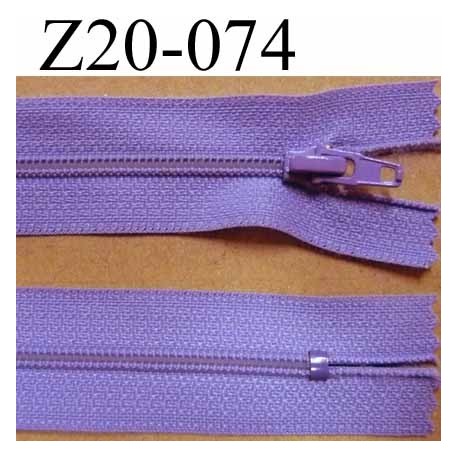 fermeture zip longueur 20 cm couleur parme lilas violine non séparable zip nylon largeur 2.5 cm largeur de la glissière 4 mm