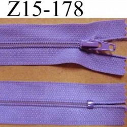 fermeture zip à glissière longueur 15 cm couleur parme lilas violine non séparable zip nylon largeur 2.5 cm largeur du zip 4 mm