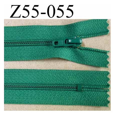 fermeture zip à glissière longueur 55 cm couleur vert emeraude non séparable largeur 2.5 cm glissière nylon largeur 4 mm