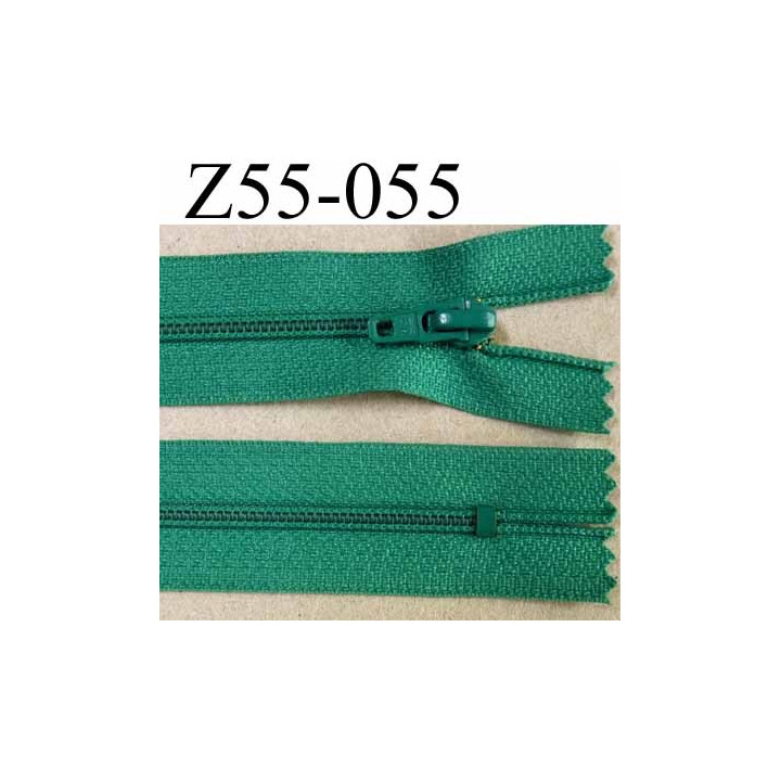 fermeture zip à glissière longueur 55 cm couleur vert emeraude non séparable largeur 2.5 cm glissière nylon largeur 4 mm
