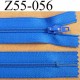 fermeture zip à glissière longueur 55 cm couleur bleu non séparable largeur 2.5 cm glissière nylon largeur 4 mm