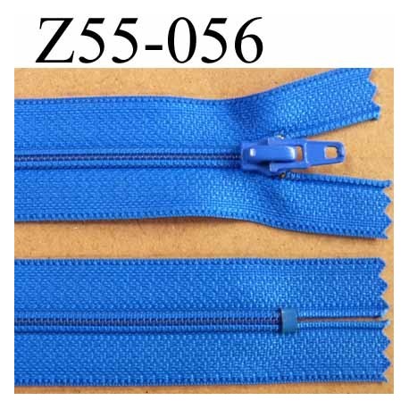 fermeture zip à glissière longueur 55 cm couleur bleu non séparable largeur 2.5 cm glissière nylon largeur 4 mm