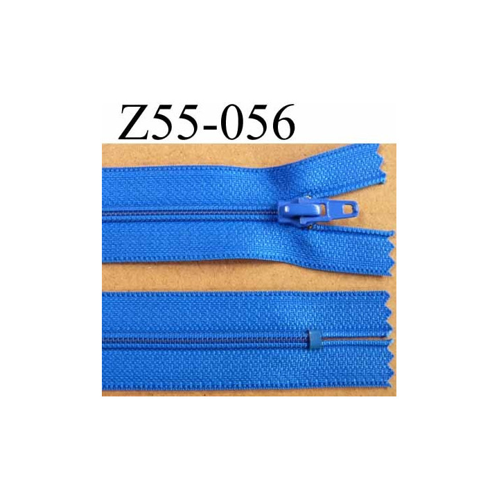 fermeture zip à glissière longueur 55 cm couleur bleu non séparable largeur 2.5 cm glissière nylon largeur 4 mm