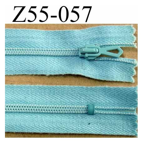 fermeture zip à glissière longueur 55 cm couleur bleu lagon non séparable largeur 2.2 cm glissière nylon largeur 3.5 mm