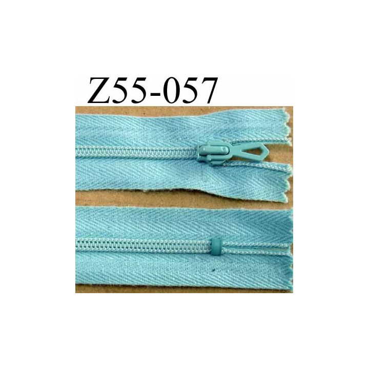 fermeture zip à glissière longueur 55 cm couleur bleu lagon non séparable largeur 2.2 cm glissière nylon largeur 3.5 mm
