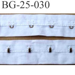 ruban  galon bande agrafe couleur blanc largeur 25 mm coton  souple  un mètre male et un mètre femelle