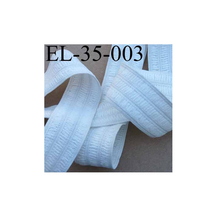 élastique plat fronceur ou à smock largeur 35 mm couleur blanc souple et doux prix au mètre