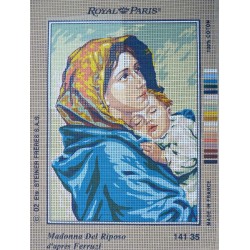 canevas 30X40 marque ROYAL PARIS thème madonna del riposo dimension 30 centimètres par 40 centimètres 100 % coton