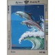 canevas 30X40 marque ROYAL PARIS thème dauphin écume dimennsion 30 centimètres par 40 centimètres 100 % coton