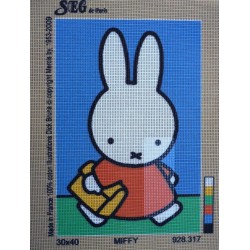 canevas 30x40 marque SEG DE PARIS thème miffy va à l'école dimension 30 centimètres par 40 centimètres 100 % coton