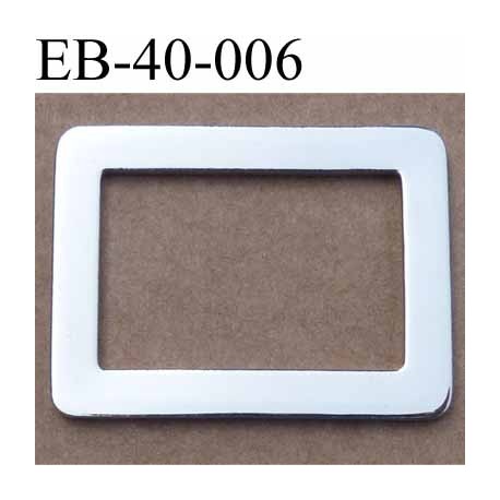 Boucle étrier rectangle métal couleur acier chromé largeur 4.1 cm et largeur intérieur 3.1 cm hauteur 3.1 cm épaisseur 2 mm 