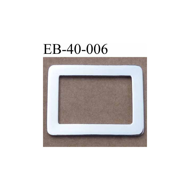 Boucle étrier rectangle métal couleur acier chromé largeur 4.1 cm et largeur intérieur 3.1 cm hauteur 3.1 cm épaisseur 2 mm 