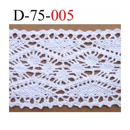 dentelle crochet ancienne 100% coton largeur 75 mm couleur blanc provient d'une vieille mercerie parisienne prix au mètre