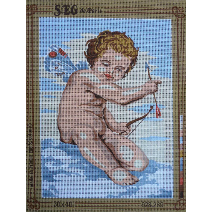 canevas 30x40 marque SEG DE PARIS thème  ange dimension 30 centimètres par 40 centimètres 100 % coton 