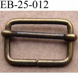 Boucle etrier rectangle coulissant métal bronse laiton style ancien patiné largeur extérieur 2.5 cm largeur it 2.1 cm ht 1.7 cm