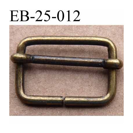 Boucle etrier rectangle coulissant métal bronse laiton style ancien patiné largeur extérieur 2.5 cm largeur it 2.1 cm ht 1.7 cm